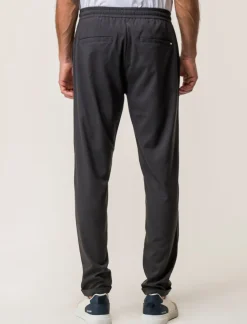 Uomo Piazza Italia Pantaloni<Pantaloni chino con vita elasticizzata regolabile con laccio e dettaglio di tasche a filetto posteri - Antracite melange