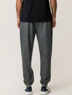 Uomo Piazza Italia Pantaloni<Pantaloni chino con vita elasticizzata regolabile con laccio e dettaglio di tasche a filetto posteri - Antracite melange