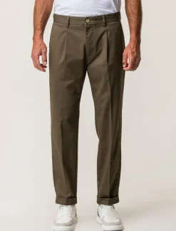 Uomo Piazza Italia Uomo|Pantaloni<Pantaloni chino tessuto twill di cotone elasticizzato - kaki
