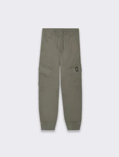 Bambino Piazza Italia Bambino|Pantaloni<Pantaloni in cotone linea jogger con culisse ed elastico a fondo gamba - militare