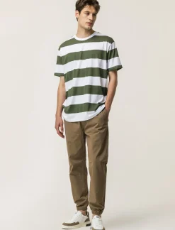 Uomo Piazza Italia Uomo|Pantaloni<Pantaloni in twill con vita elasticizzata regolabile con laccio. Tasche anteriori e dettaglio di tas - kaki