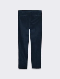 Uomo Piazza Italia Uomo|Pantaloni<Pantaloni in velluto formal fit con tasche a filetto posteriori - Blu