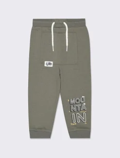 Piazza Italia Neonato|Pantaloni<Pantaloni jogger in felpa garzata con stampa a fondo gamba - militare