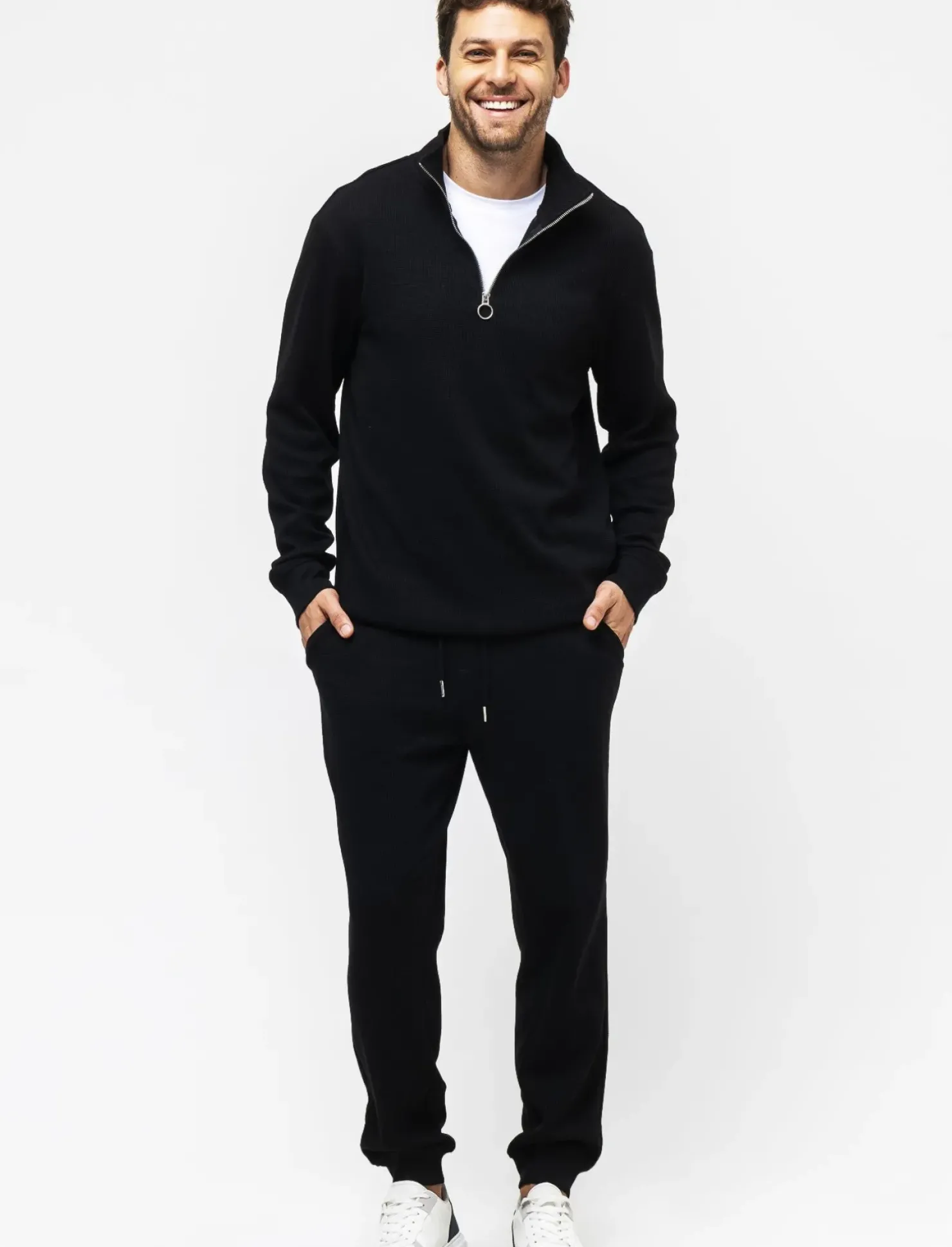Piazza Italia Pantaloni jogger in tessuto waffle - Nero Hot