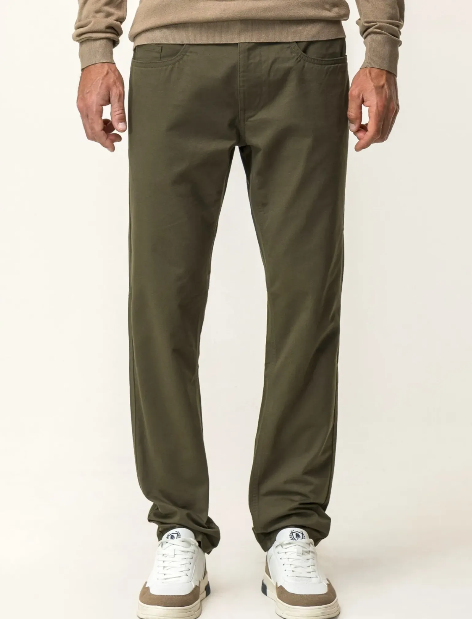 Uomo Piazza Italia Uomo|Pantaloni<Pantaloni regular fit cinque tasche.Tessuto twill 100% cotone - militare