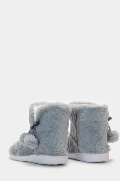 Donna Piazza Italia Pantofole<Pantofola a stivaletto in tessuto furry con pon-pon -