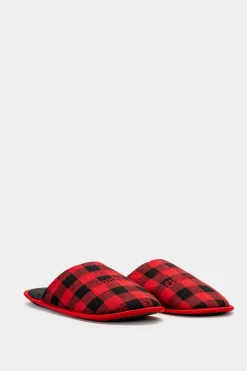 Uomo Piazza Italia Pantofole<Pantofola in tessuto con stampa tartan e scritta natalizia -