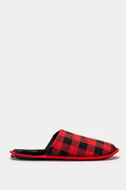 Uomo Piazza Italia Pantofole<Pantofola in tessuto con stampa tartan e scritta natalizia -