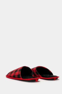 Uomo Piazza Italia Pantofole<Pantofola in tessuto con stampa tartan e scritta natalizia -