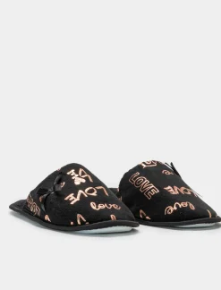 Donna Piazza Italia Pantofole<Pantofola in tessuto con scritte a love -