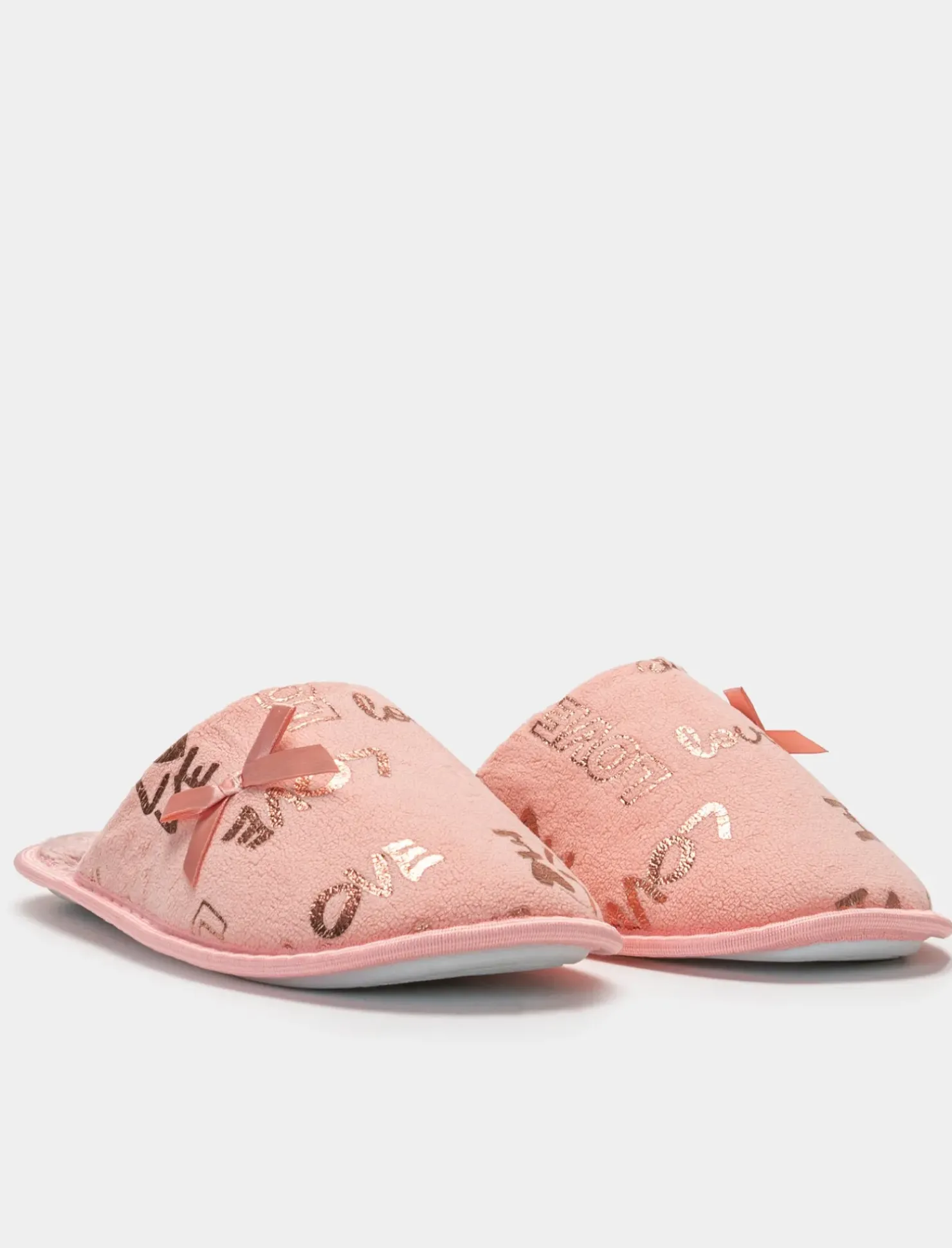 Piazza Italia Pantofola in tessuto con scritte a love - Rosa Cheap
