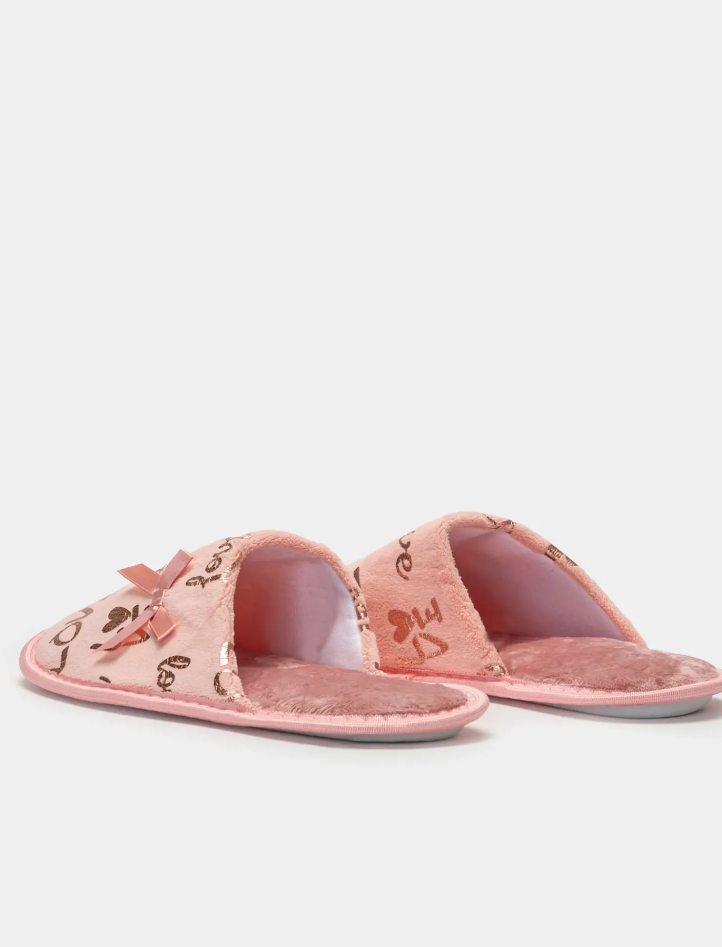 Piazza Italia Pantofola in tessuto con scritte a love - Rosa Cheap