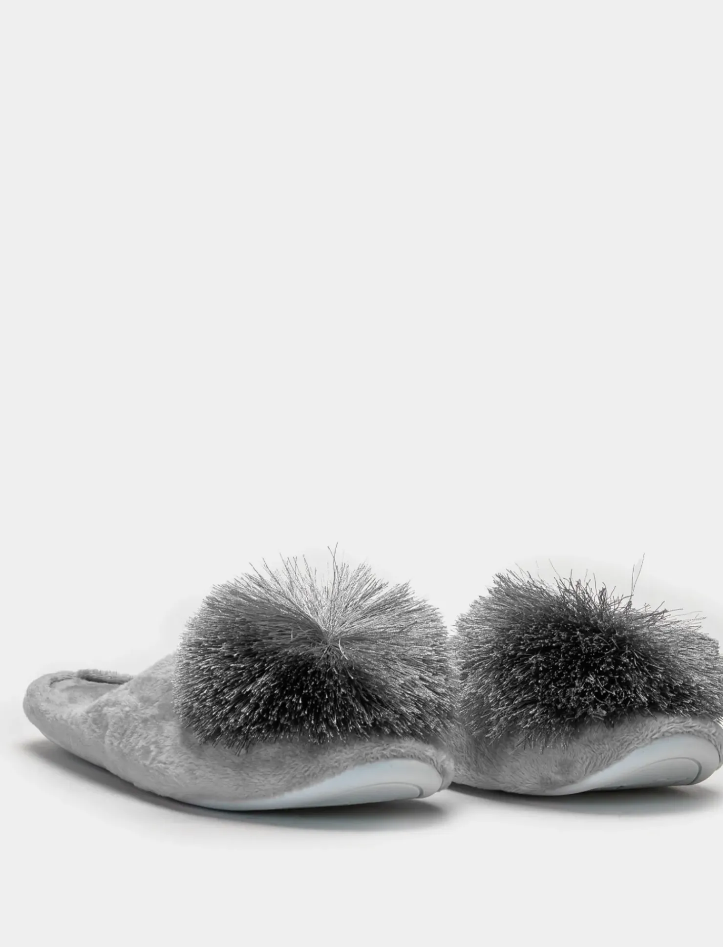 Piazza Italia Pantofola in tessuto con pon-pon - Grigio New