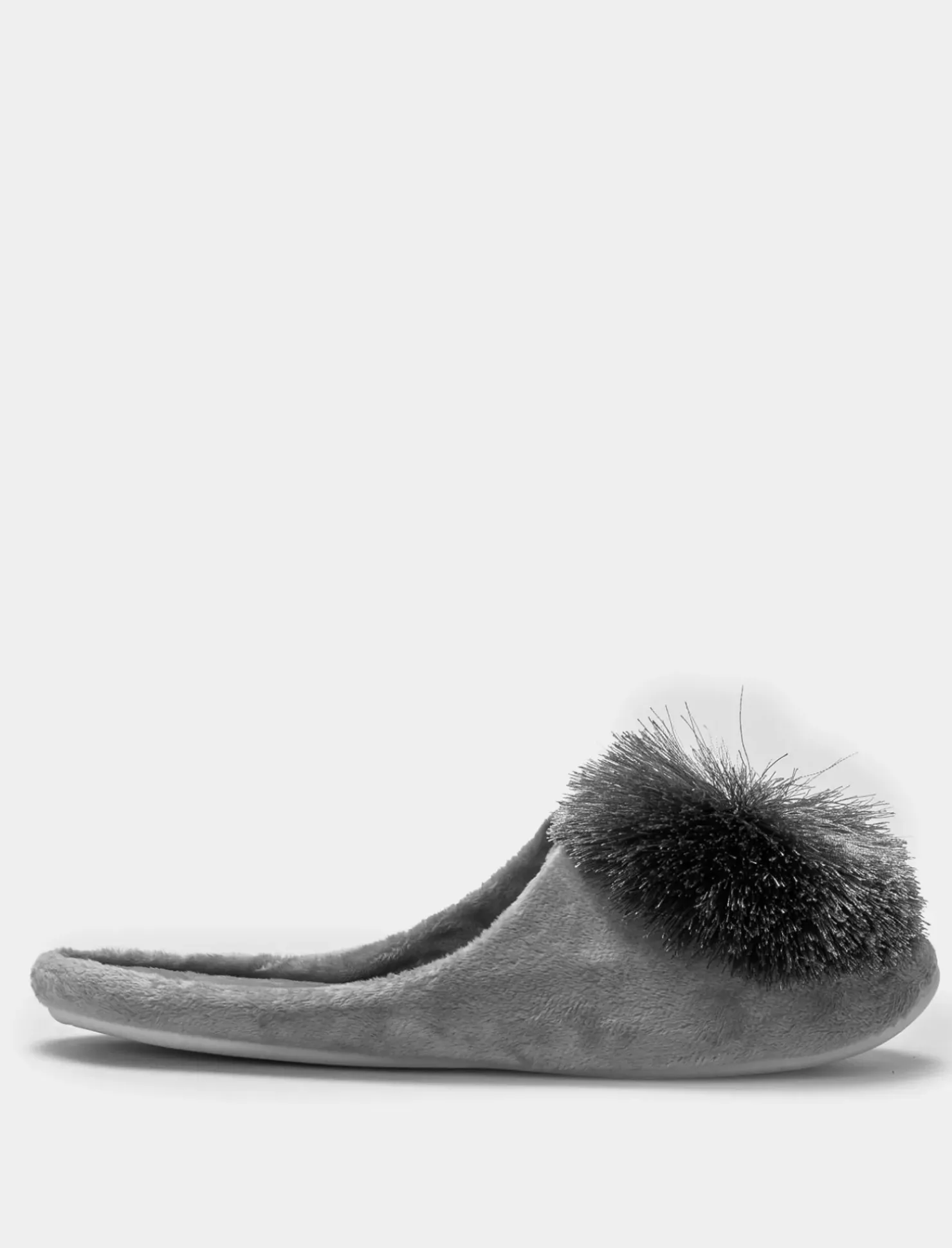 Piazza Italia Pantofola in tessuto con pon-pon - Grigio New