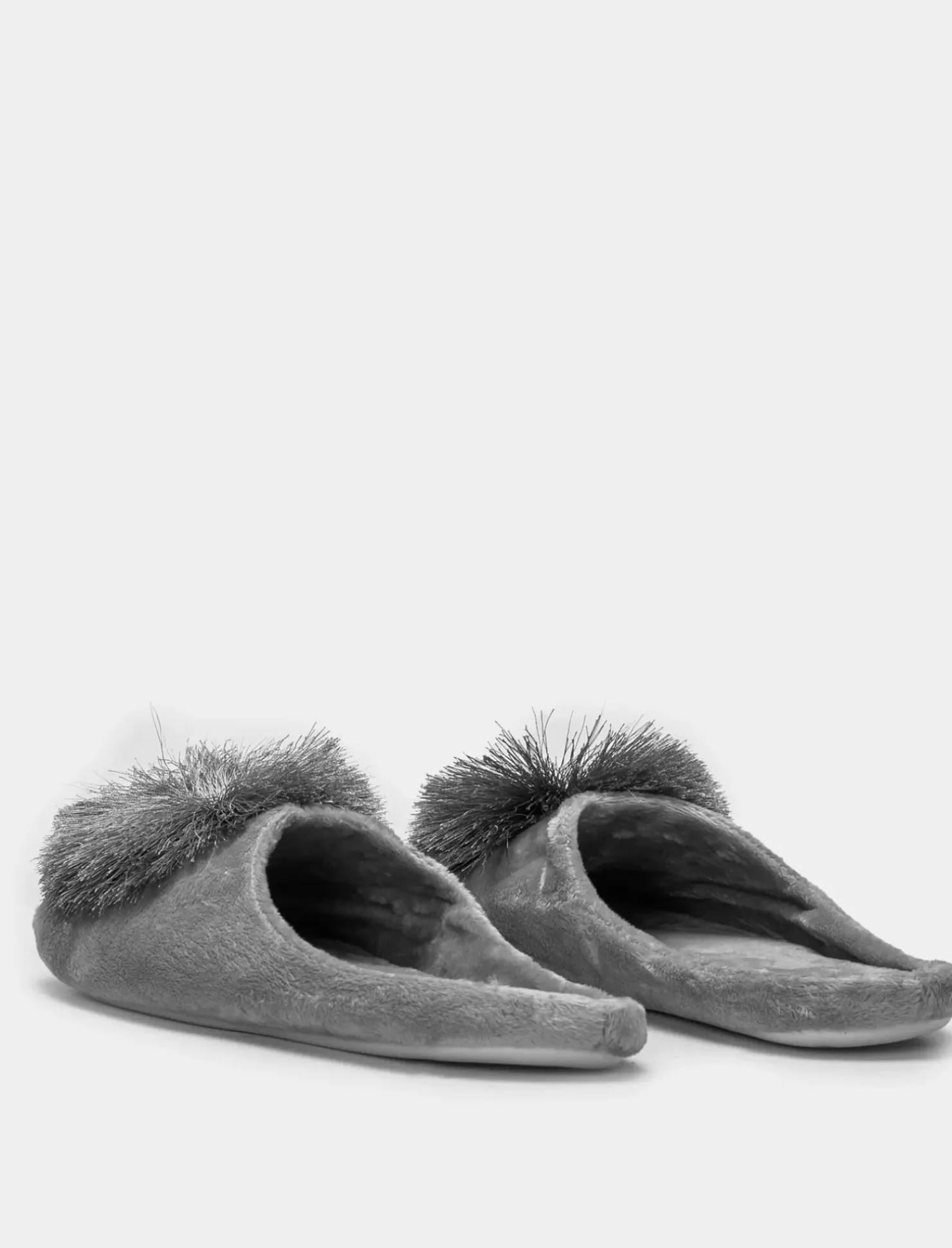 Piazza Italia Pantofola in tessuto con pon-pon - Grigio New