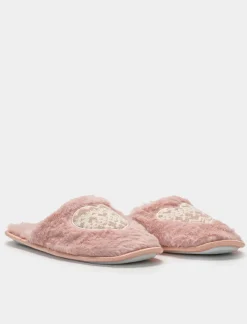 Donna Piazza Italia Pantofole<Pantofola in tessuto furry con cuore -
