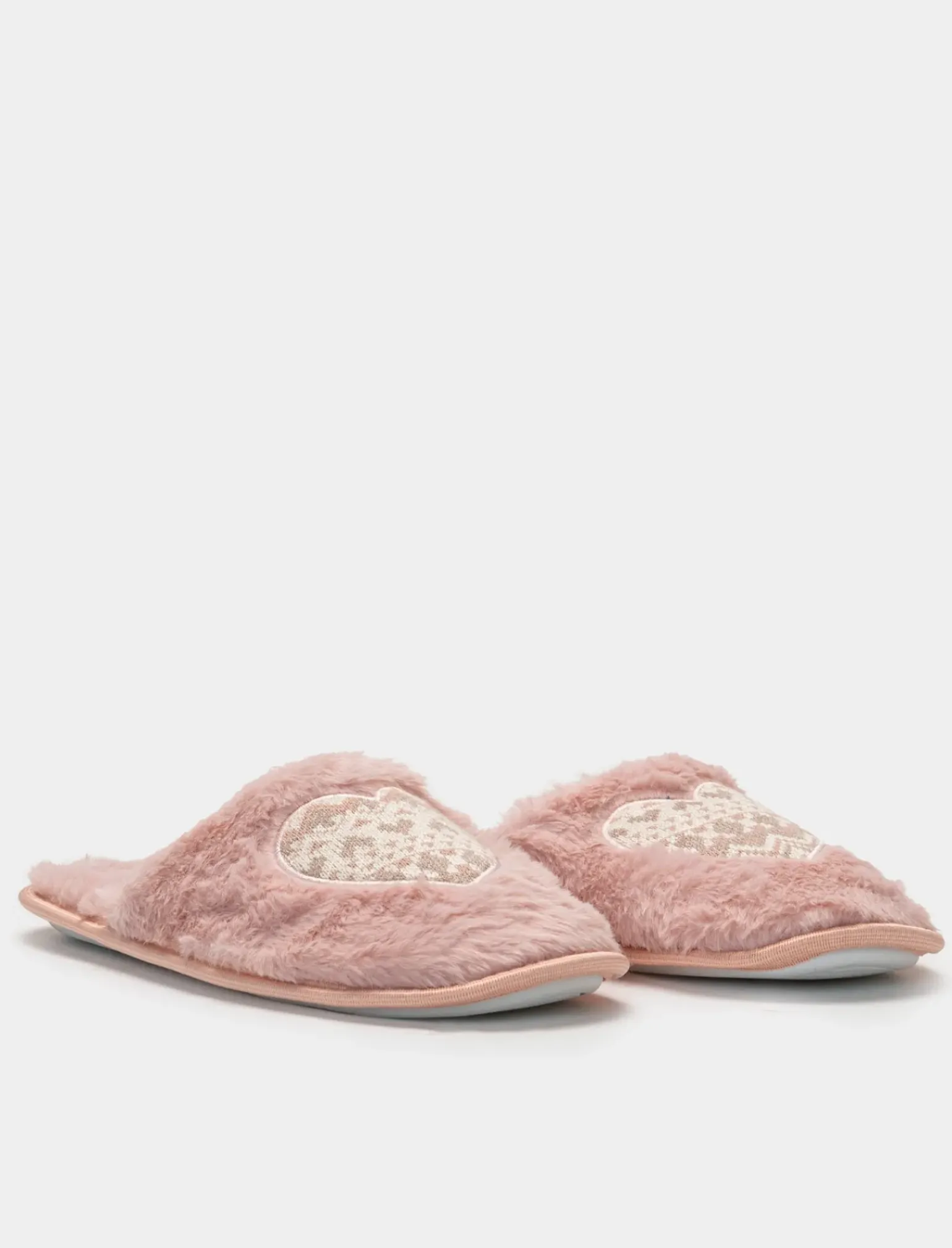 Donna Piazza Italia Pantofole<Pantofola in tessuto furry con cuore -