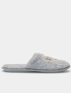 Donna Piazza Italia Pantofole<Pantofola in tessuto furry con cuore -