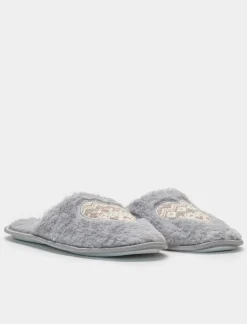Donna Piazza Italia Pantofole<Pantofola in tessuto furry con cuore -