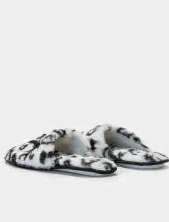 Donna Piazza Italia Pantofole<Pantofola in tessuto furry con effetto maculato -