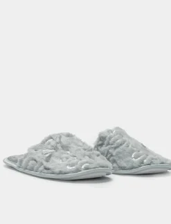 Donna Piazza Italia Pantofole<Pantofola in tessuto furry con paillettes -