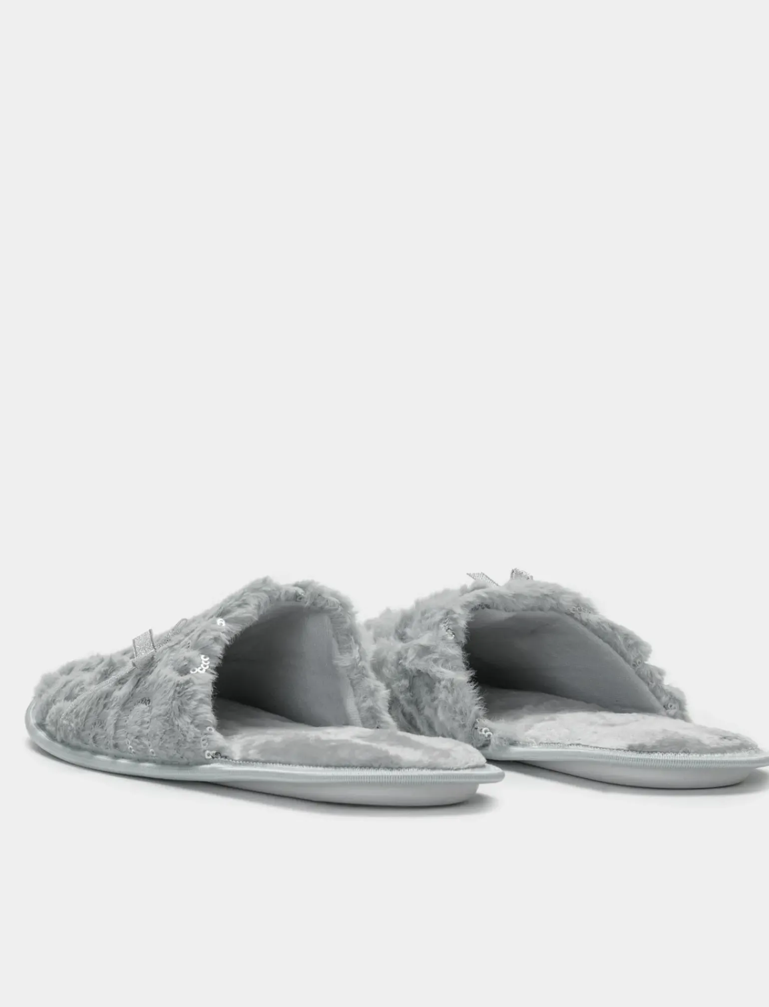 Donna Piazza Italia Pantofole<Pantofola in tessuto furry con paillettes -