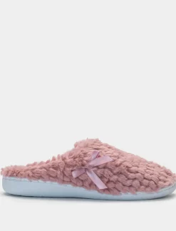 Donna Piazza Italia Pantofole<Pantofola in tessuto furry con fiocco e fondo alto -