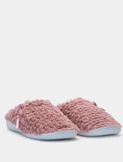 Donna Piazza Italia Pantofole<Pantofola in tessuto furry con fiocco e fondo alto -