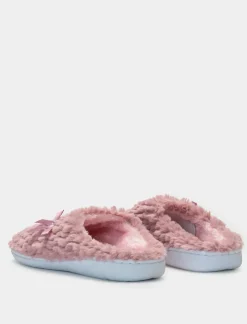 Donna Piazza Italia Pantofole<Pantofola in tessuto furry con fiocco e fondo alto -