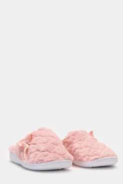 Donna Piazza Italia Pantofole<Pantofola in tessuto furry con fiocco e fondo alto -
