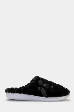 Donna Piazza Italia Pantofole<Pantofola in tessuto furry con fiocco e fondo alto -