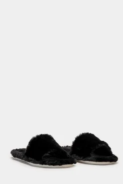 Donna Piazza Italia Pantofole<Pantofola in tessuto furry con fasce larghe -