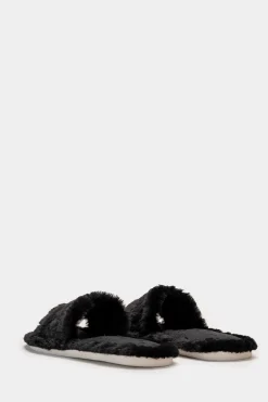 Donna Piazza Italia Pantofole<Pantofola in tessuto furry con fasce larghe -