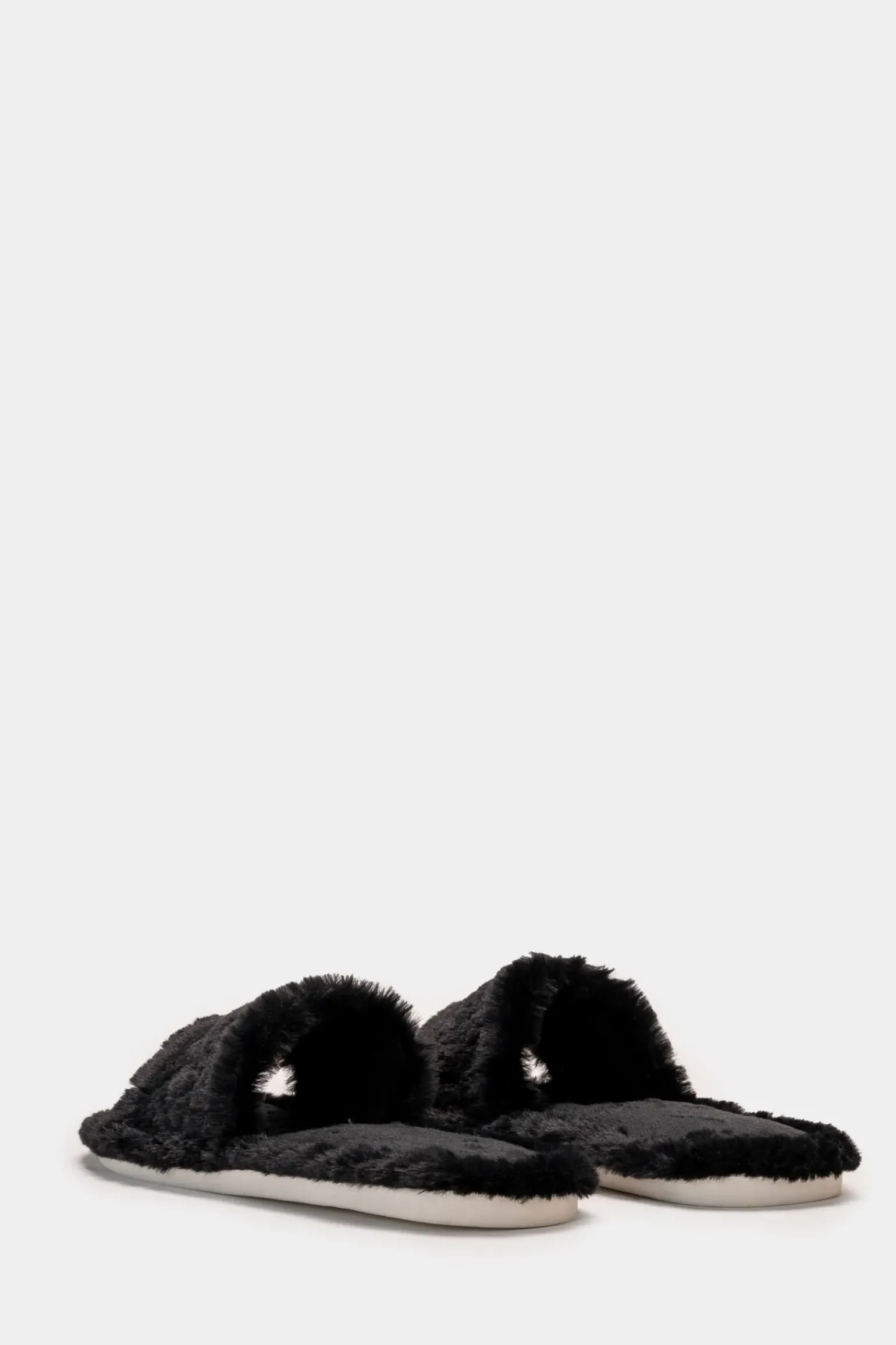 Donna Piazza Italia Pantofole<Pantofola in tessuto furry con fasce larghe -