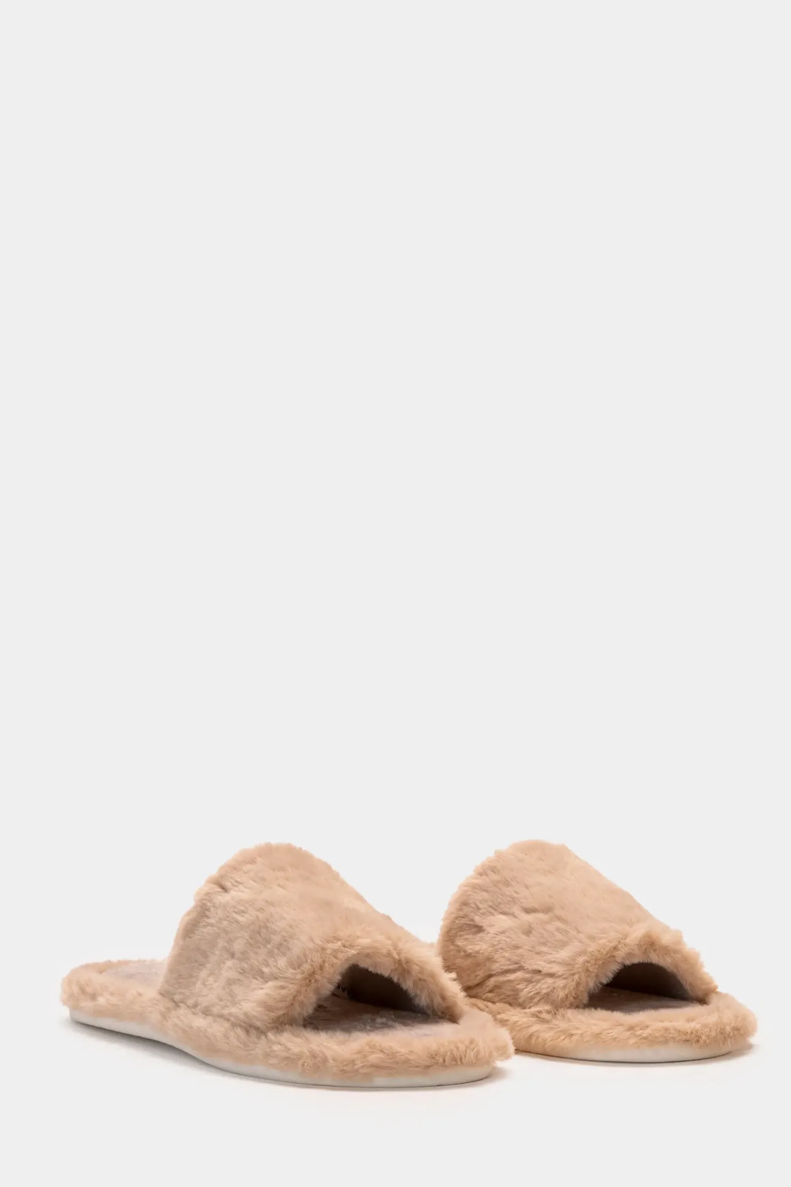 Donna Piazza Italia Pantofole<Pantofola in tessuto furry con fasce larghe -