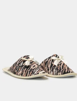 Donna Piazza Italia Pantofole<Pantofola zebrata in tessuto con fiocco -