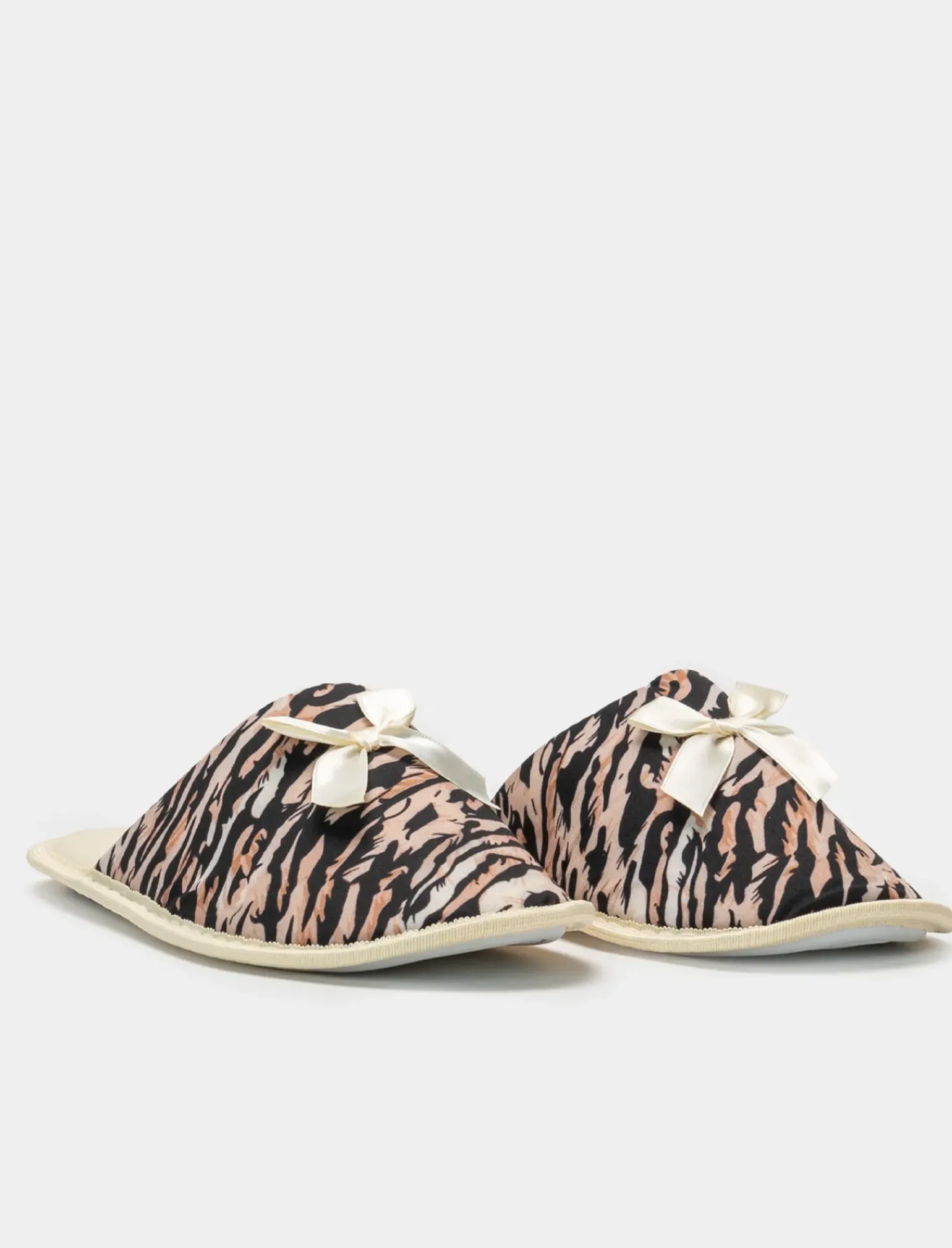 Donna Piazza Italia Pantofole<Pantofola zebrata in tessuto con fiocco -