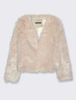 Donna Piazza Italia Giubbini E Cappotti<Pelliccia sintetica con chiusura a zip - Rosa