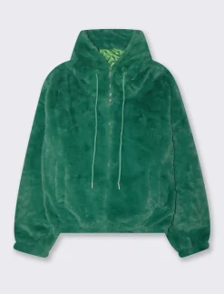 Donna Piazza Italia Giubbini E Cappotti<Pelliccia sintetica con coulisse al collo - Verde