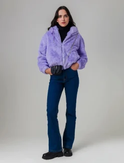 Donna Piazza Italia Giubbini E Cappotti<Pelliccia sintetica con coulisse al collo - Lilla