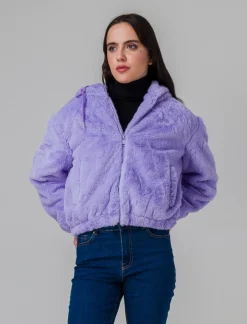 Donna Piazza Italia Giubbini E Cappotti<Pelliccia sintetica con coulisse al collo - Lilla