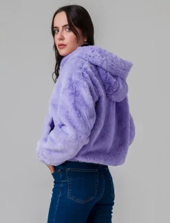 Donna Piazza Italia Giubbini E Cappotti<Pelliccia sintetica con coulisse al collo - Lilla