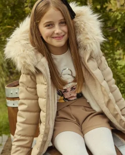 Piazza Italia Bambina|Giubbini E Cappotti<Piumino imbottito con cappuccio e pelliccia in finta pelle -