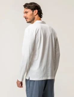 Uomo Piazza Italia Uomo|Polo E T-Shirt<Polo derby con colletto classico a rever in puro cotone slub a maniche lunghe -