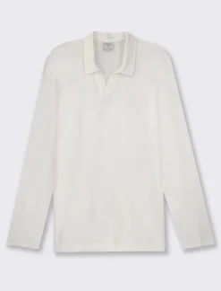 Uomo Piazza Italia Uomo|Polo E T-Shirt<Polo derby con colletto classico a rever in puro cotone slub a maniche lunghe -