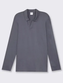 Uomo Piazza Italia Uomo|Polo E T-Shirt<Polo derby con colletto classico a rever in puro cotone slub a maniche lunghe - Avion