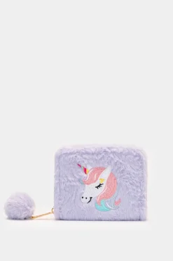 Piazza Italia Portachiavi E Portafogli|Borse E Zaini<Portamonete da bambina con unicorno in pelliccia - Lilla