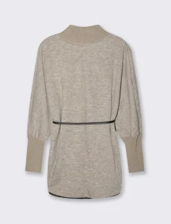 Donna Piazza Italia Maglieria<Pullover collo alto con maniche a 3/4 - Grigio tortora