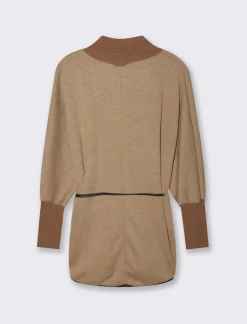 Donna Piazza Italia Maglieria<Pullover collo alto con maniche a 3/4 - Cammello