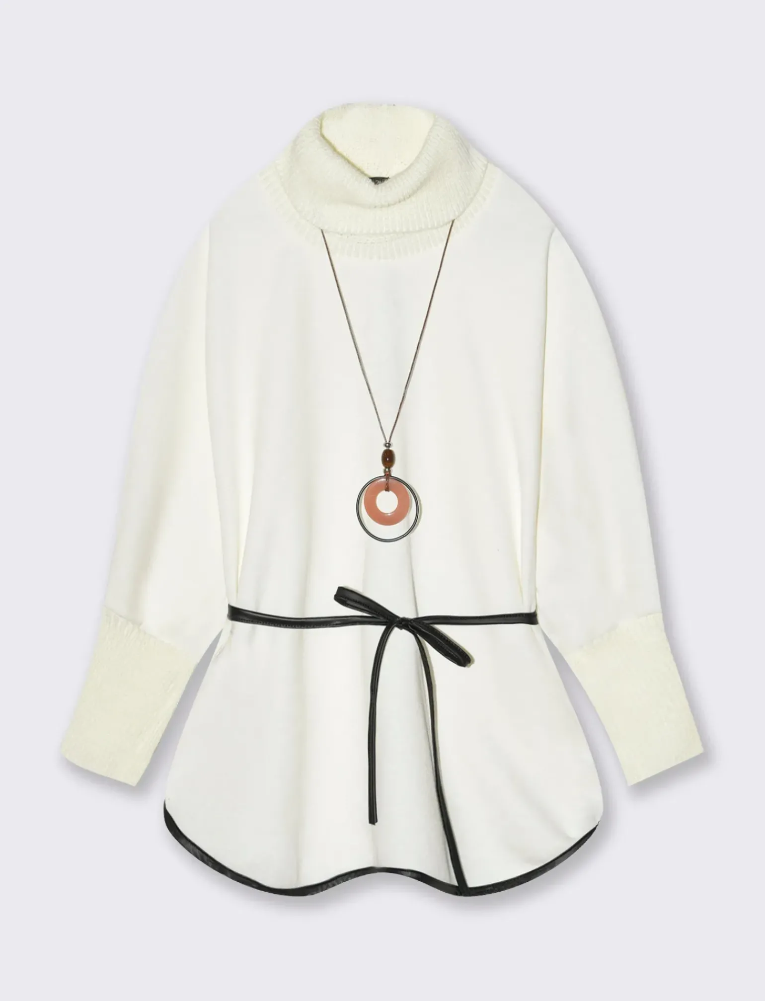 Donna Piazza Italia Maglieria<Pullover collo alto con maniche a 3/4 - Bianco latte